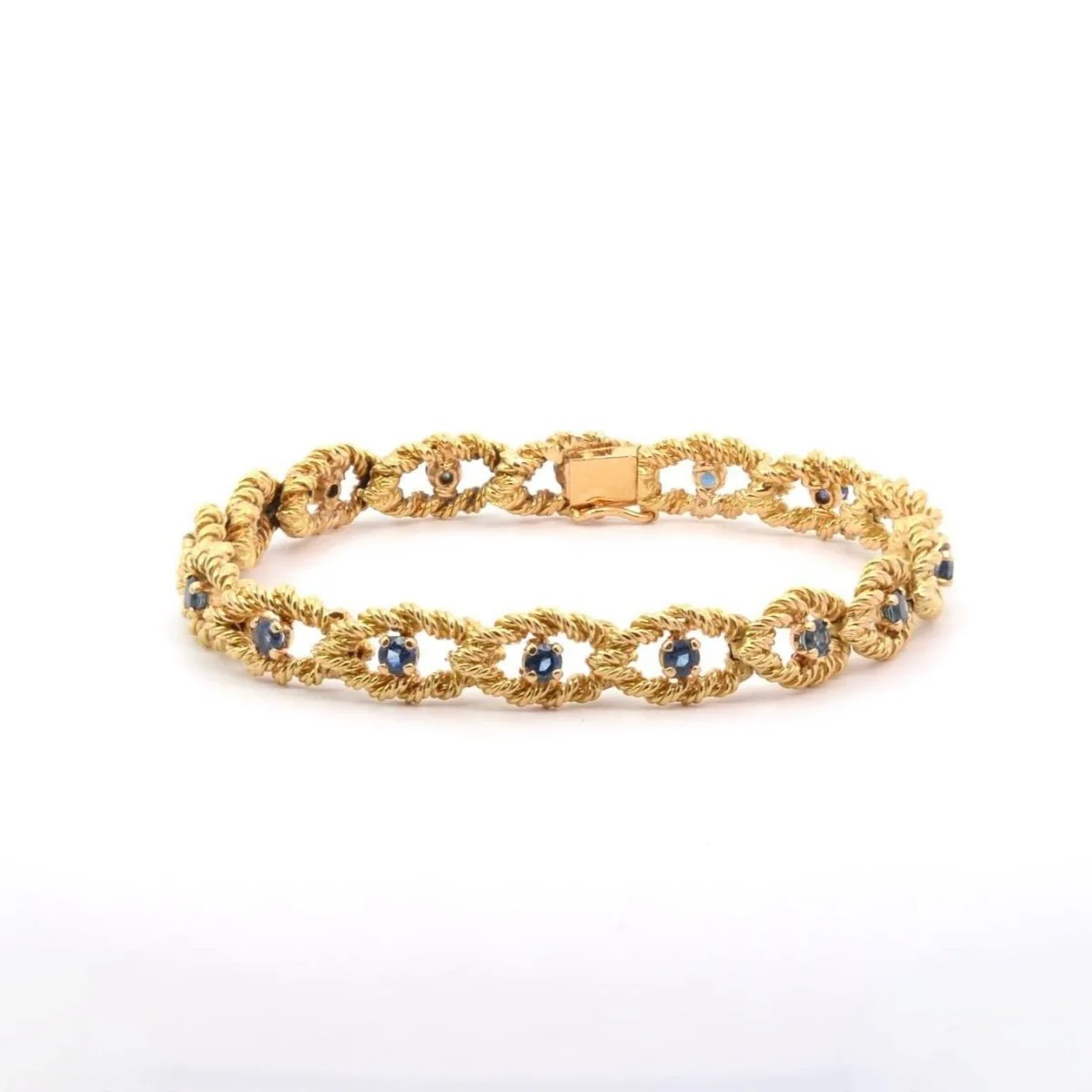 Bracelet vintage en or jaune et saphirs - Image 3