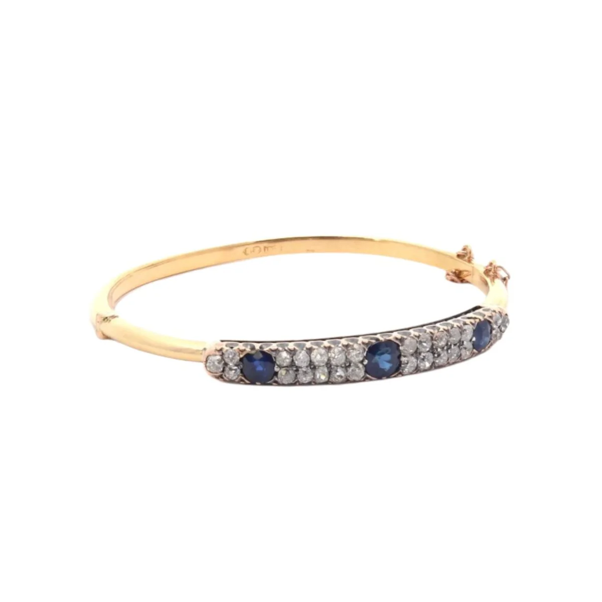 Bracelet Jonc en or jaune, saphirs et diamants - Image 2