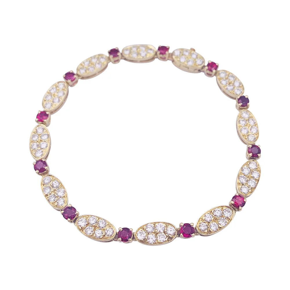 Bracelet vintage VAN CLEEF & ARPELS en diamants, rubis et or jaune. - Image 4
