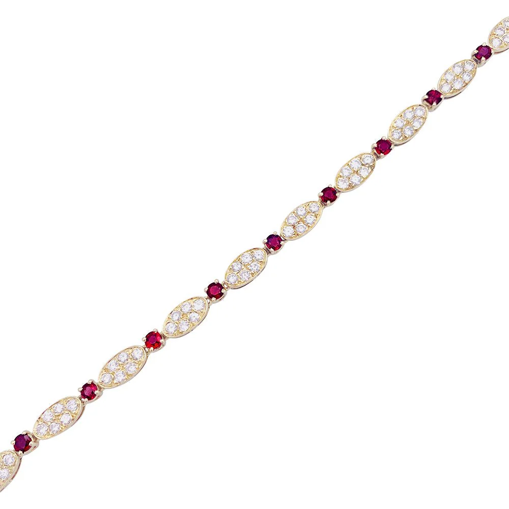 Bracelet vintage VAN CLEEF & ARPELS en diamants, rubis et or jaune. - Image 5