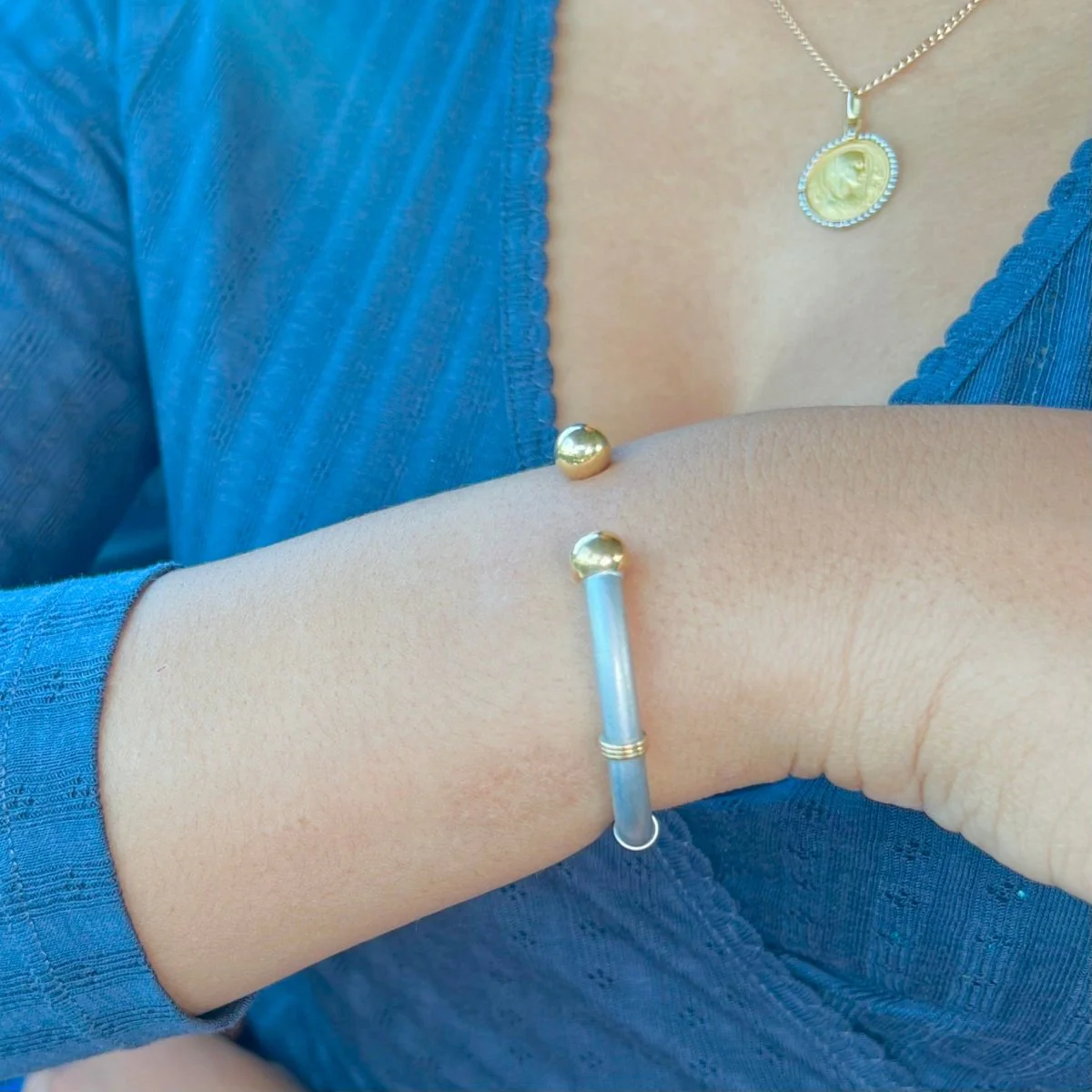 Bracelet ZOLOTAS en or jaune et argent - Image 2