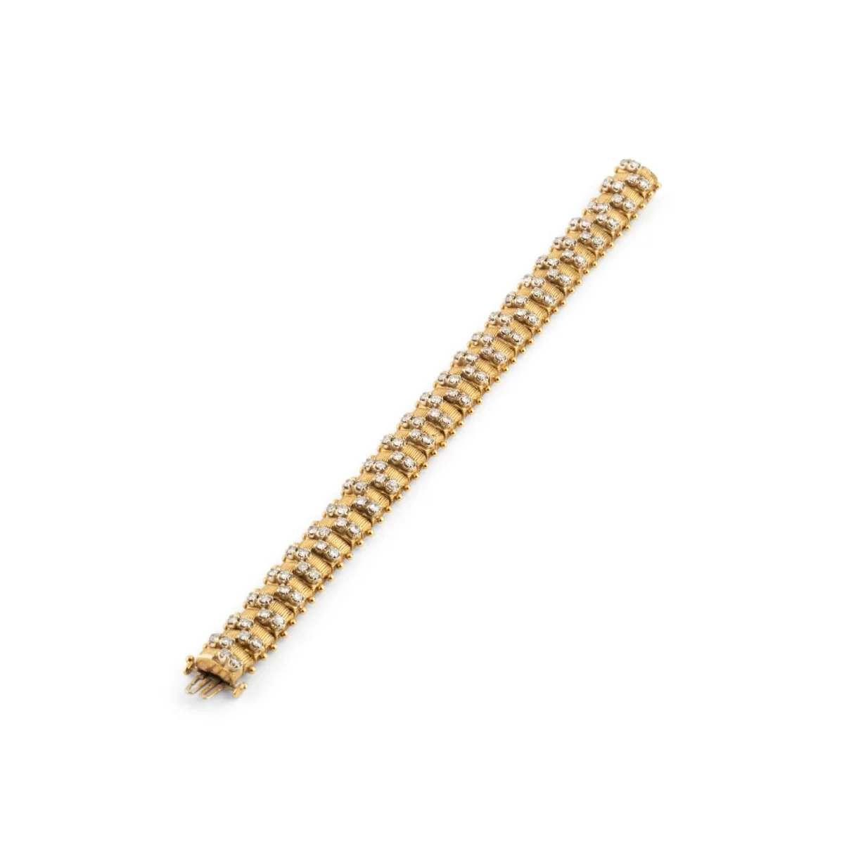 Bracelet souple en or jaune et diamants
