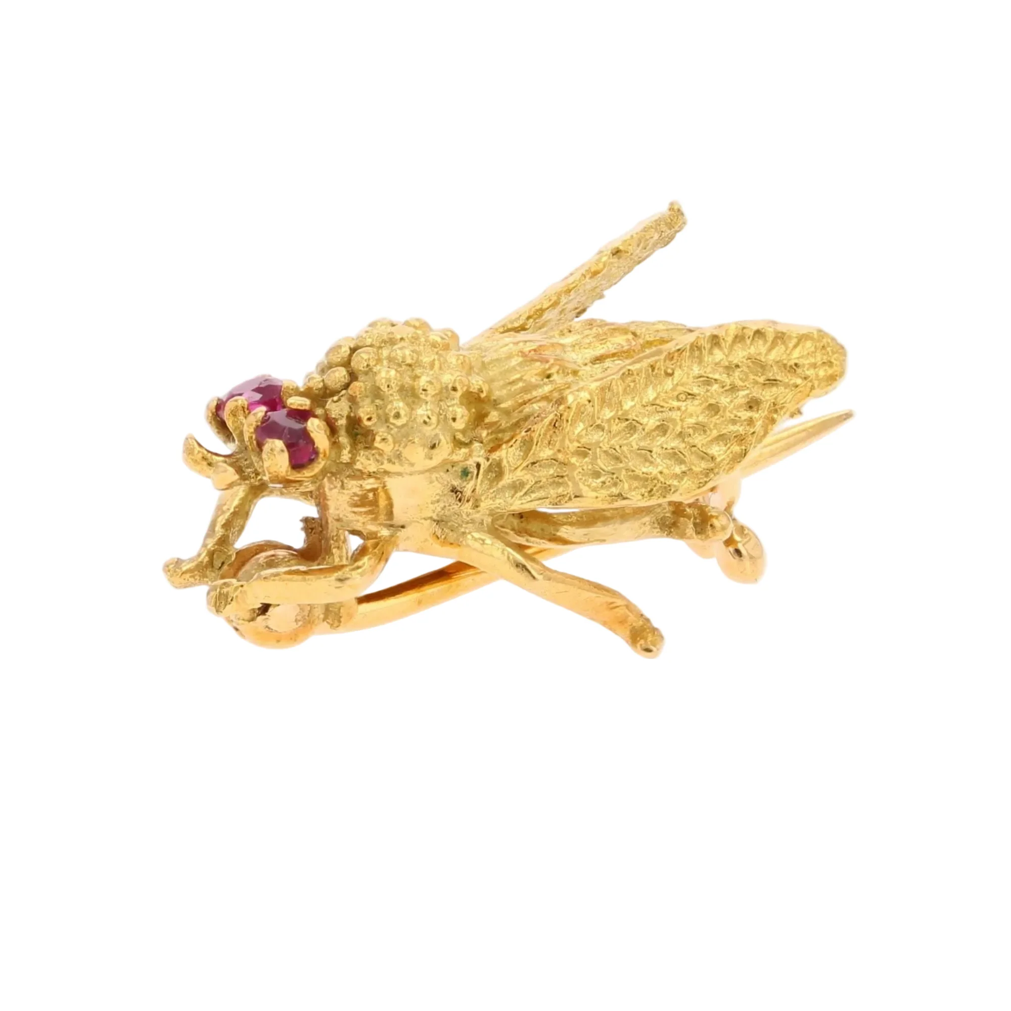 Broche Abeille en or jaune et rubis - Image 4