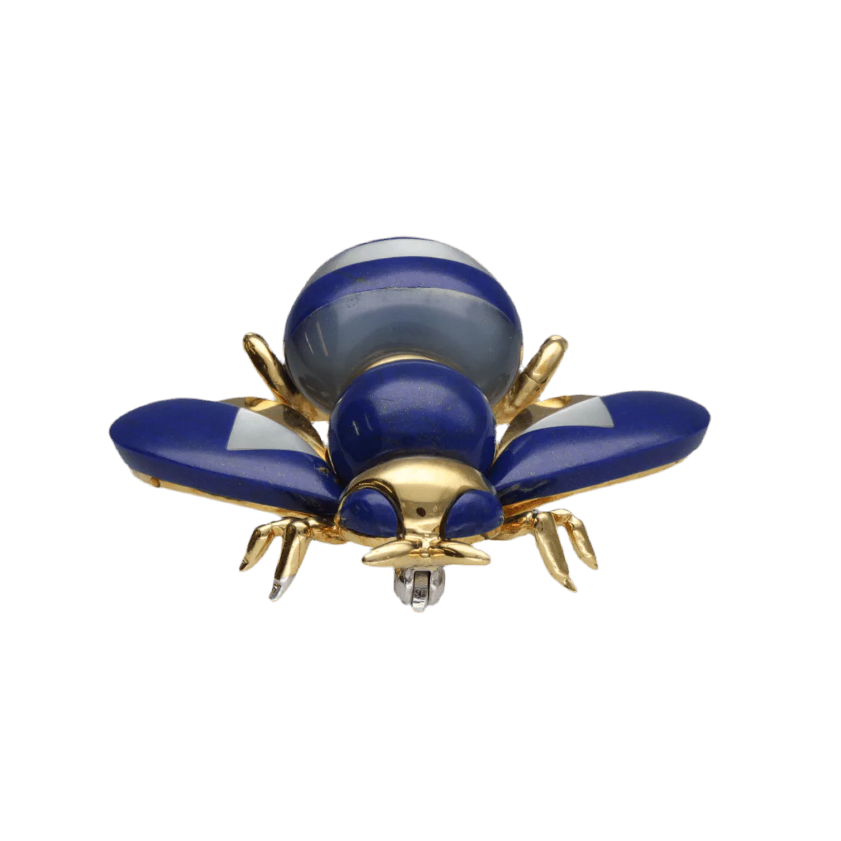 Broche Épingle en or jaune, lapis-lazuli et nacre
