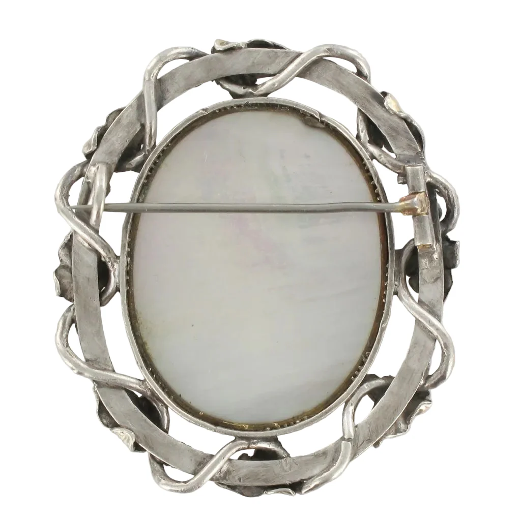 Broche Épingle en or jaune, argent et nacre - Image 3