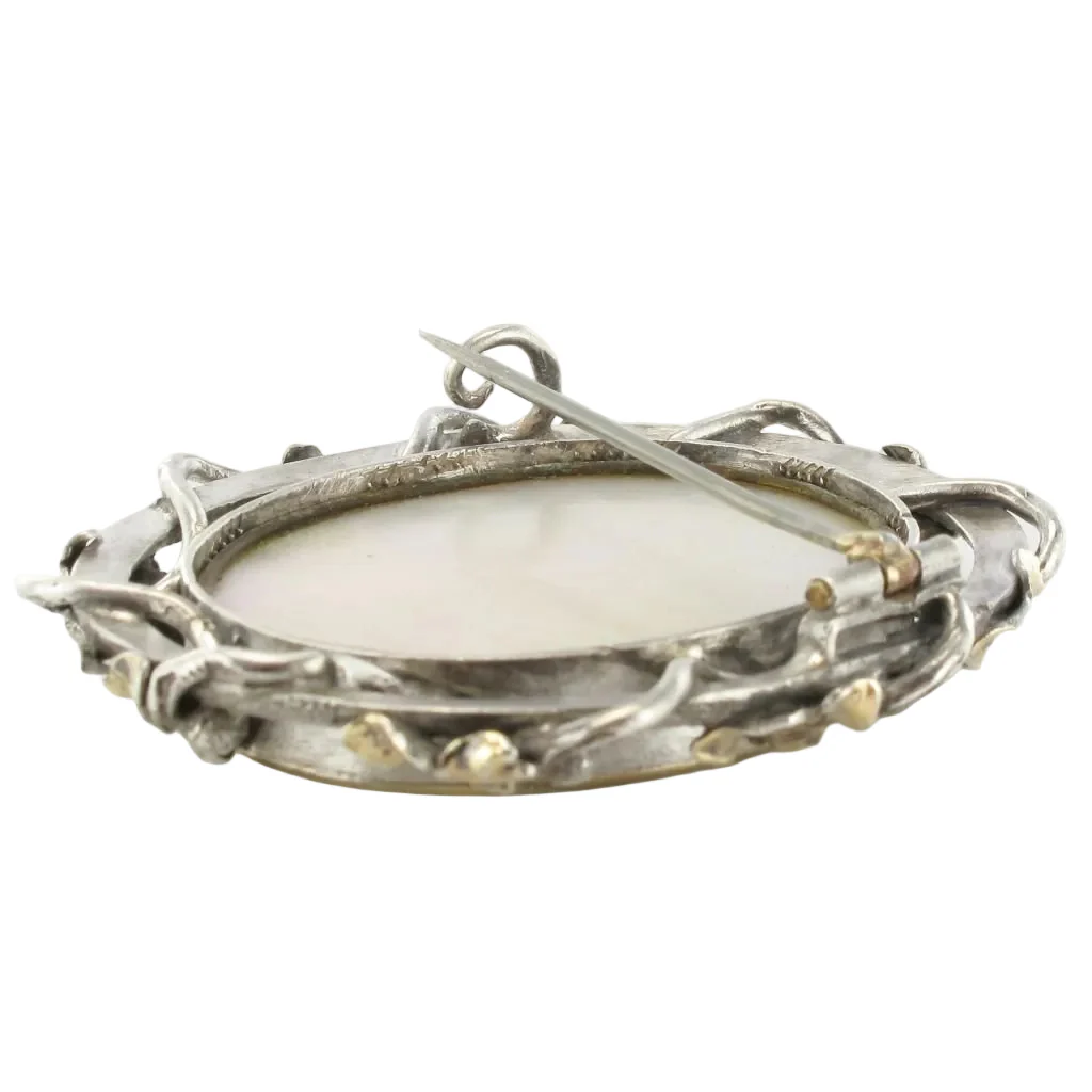 Broche Épingle en or jaune, argent et nacre - Image 4