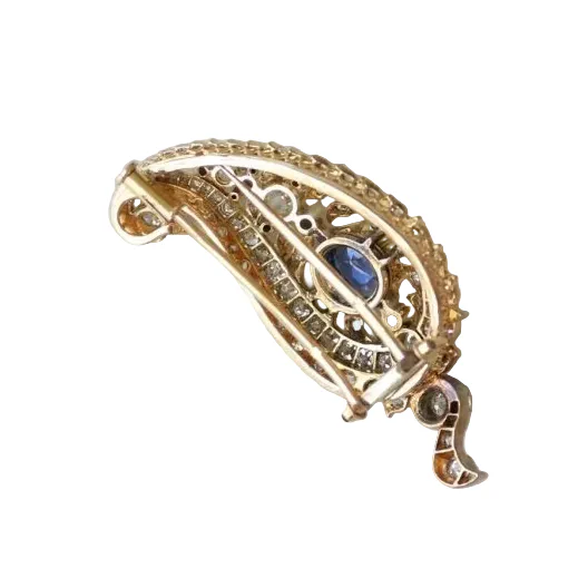 Broche motif cachemire diamants et saphir - Image 3