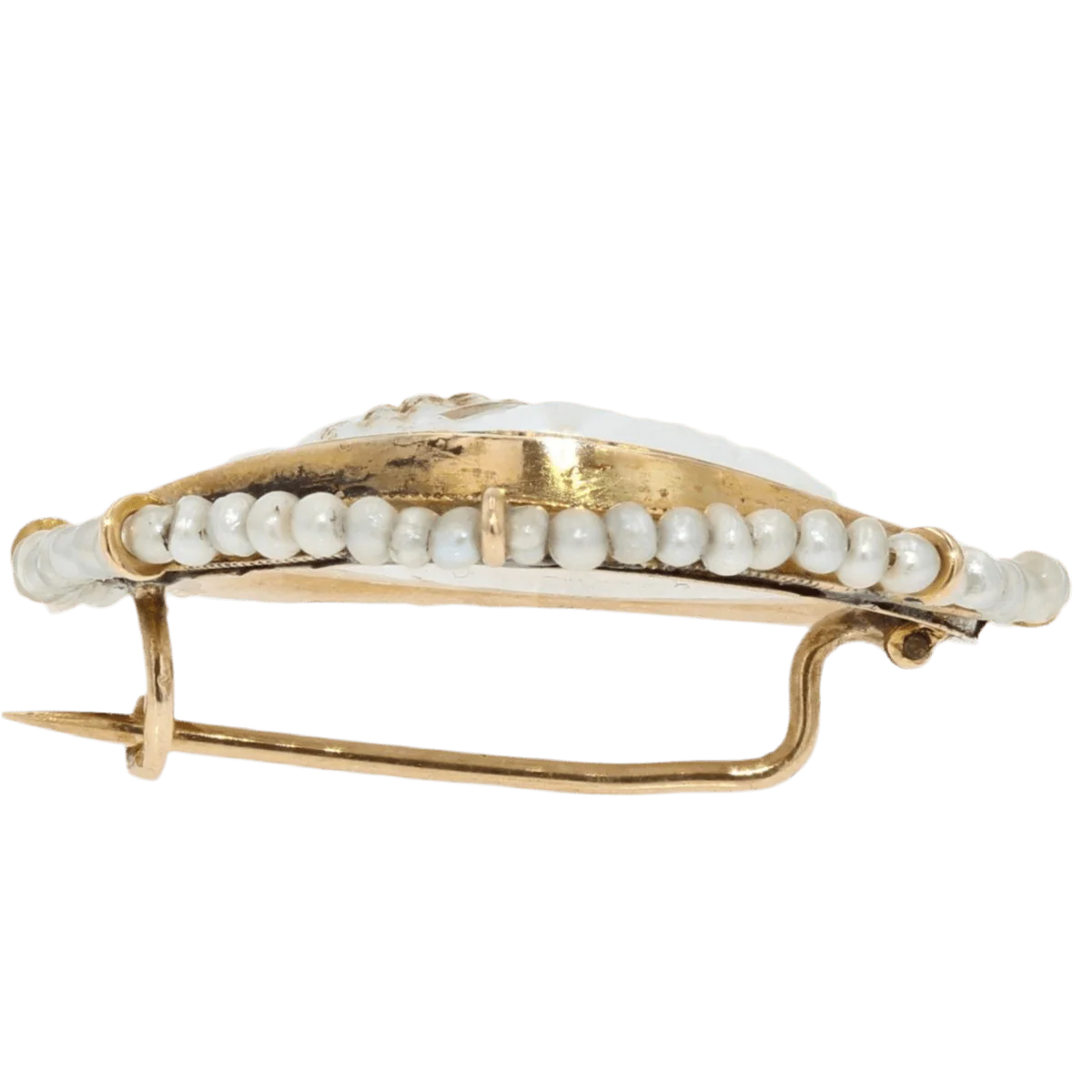 Broche Camée en or jaune et perles - Image 5