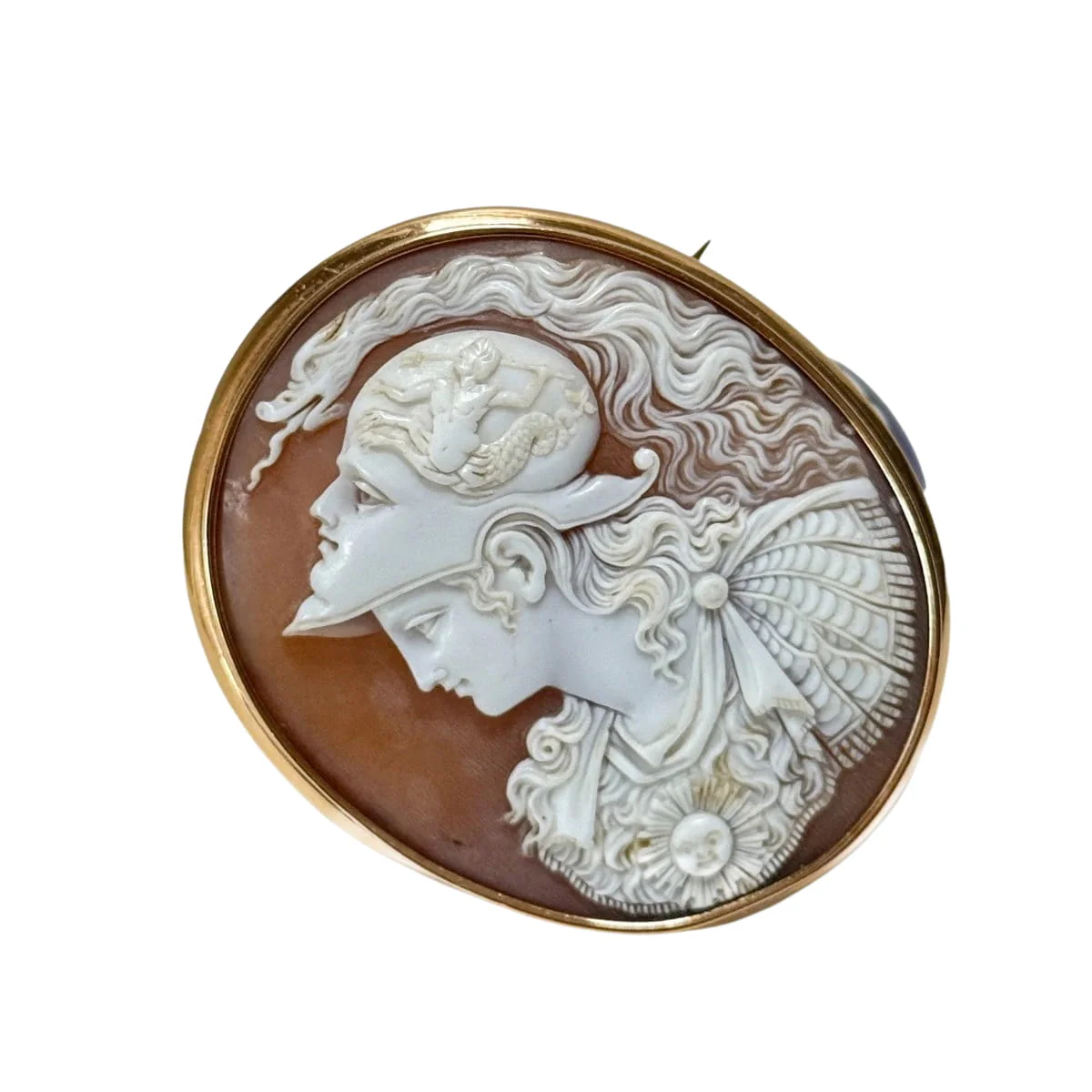 Broche camée en or jaune et nacre - Image 3
