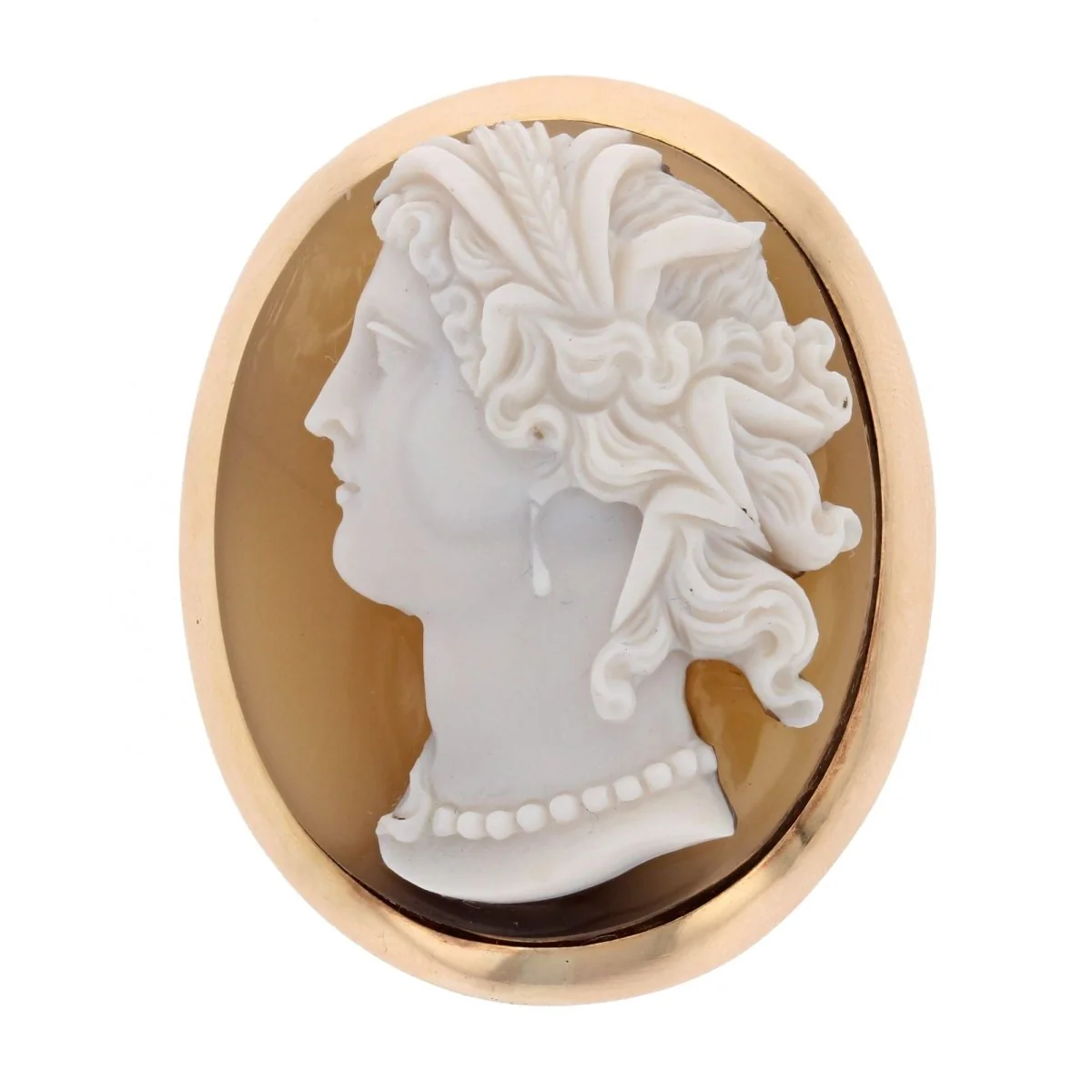Broche Épingle en or jaune et agate