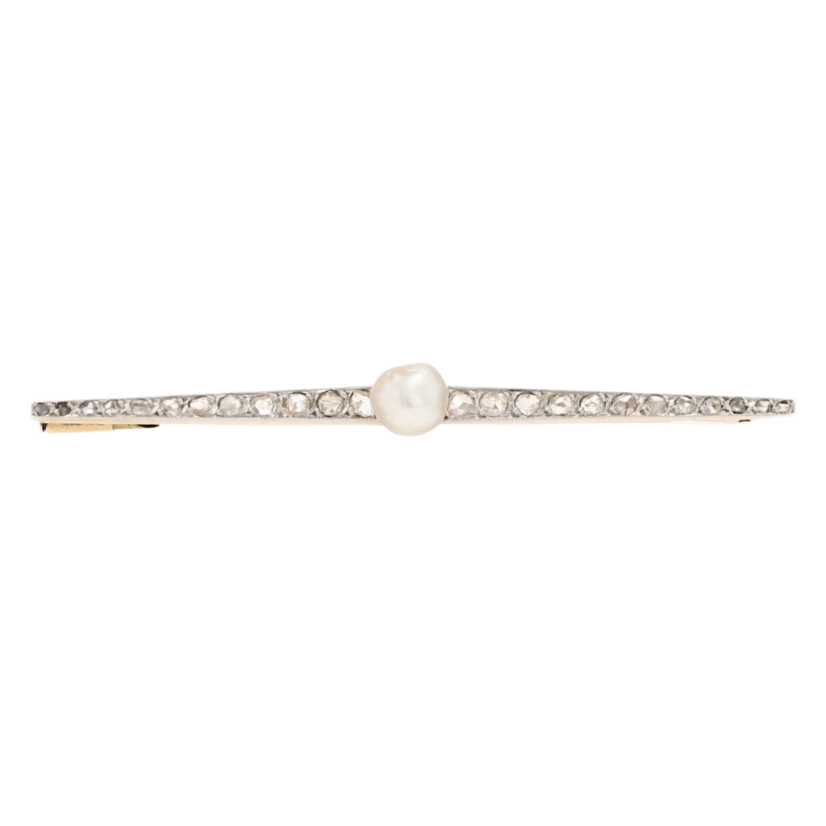 Broche Barrette en or jaune, platine, perle et diamants - Image 3