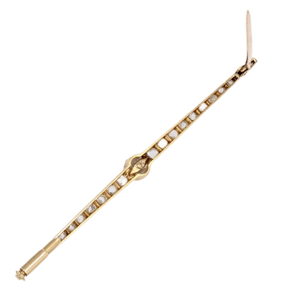 Broche Barrette en or jaune, platine, perle et diamants - Image 6