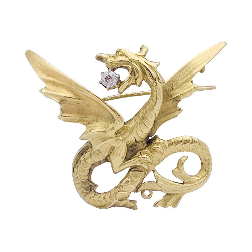 Broche Épingle "Chimère" en or jaune et diamant