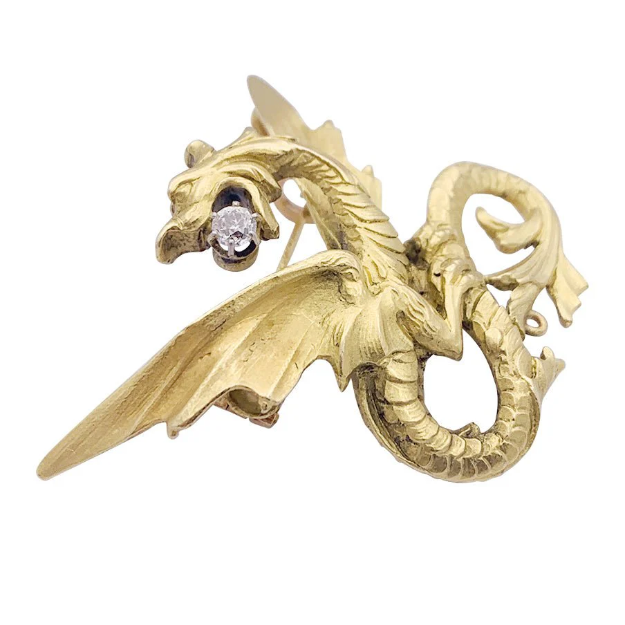 Broche Épingle "Chimère" en or jaune et diamant - Image 3
