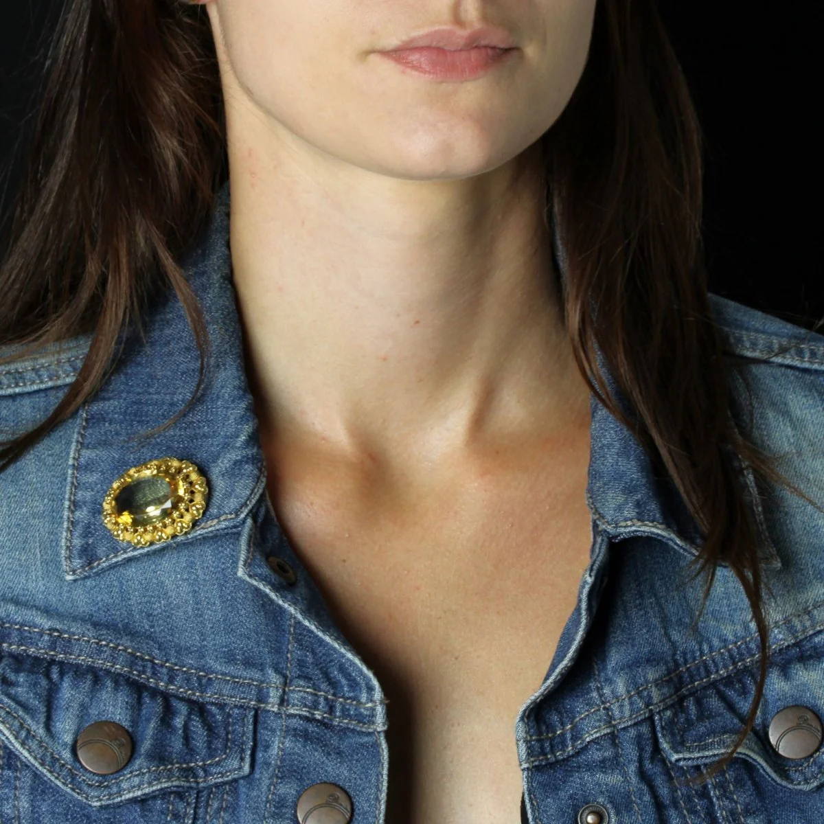 Broche Épingle en or jaune et citrine - Image 2