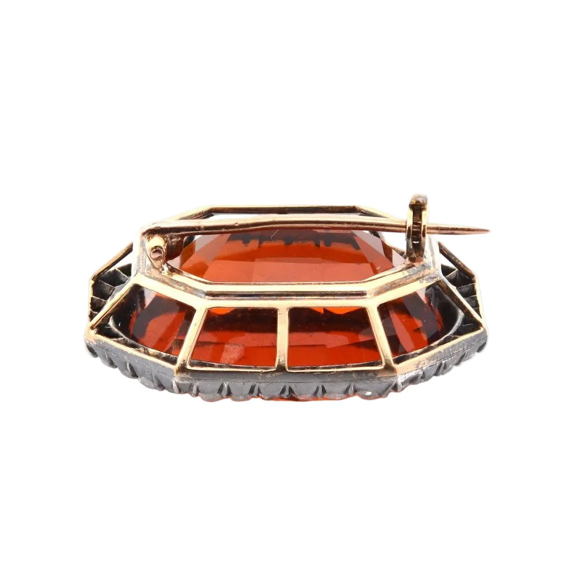 Broche Épingle en or jaune, argent, citrine et diamants - Image 3
