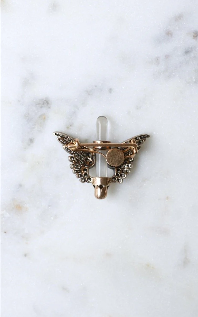Broche Ancienne Ailes Diamants et Cristal de Roche - Image 7