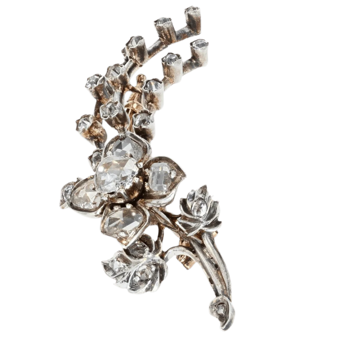 Broche Épingle en or jaune, argent et diamants - Image 5
