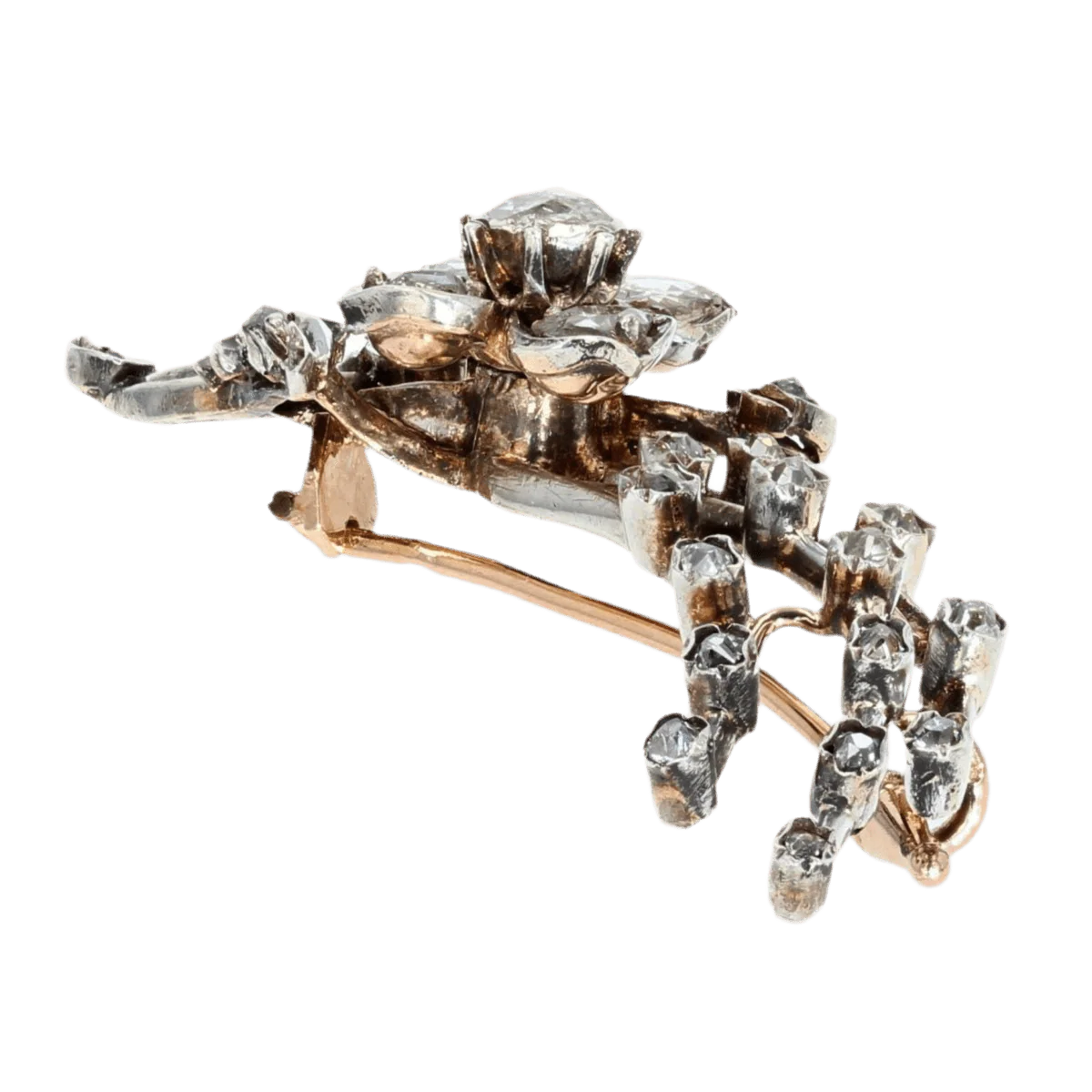 Broche Épingle en or jaune, argent et diamants - Image 6