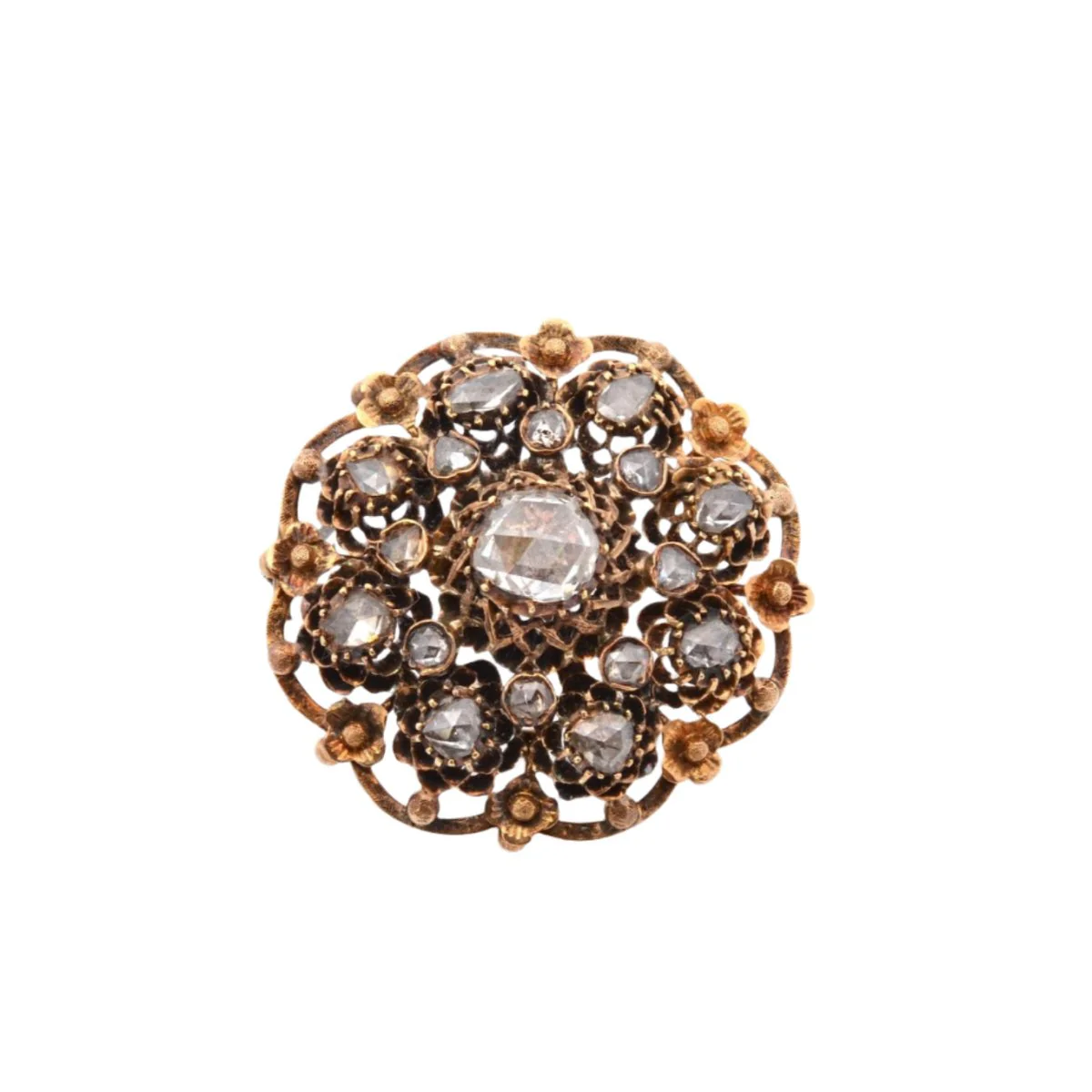 Broche en or jaune et diamants