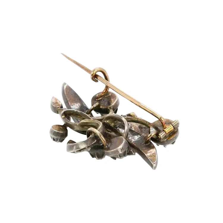 Broche Ancienne Or Argent Diamants Taillés en Rose - Image 6