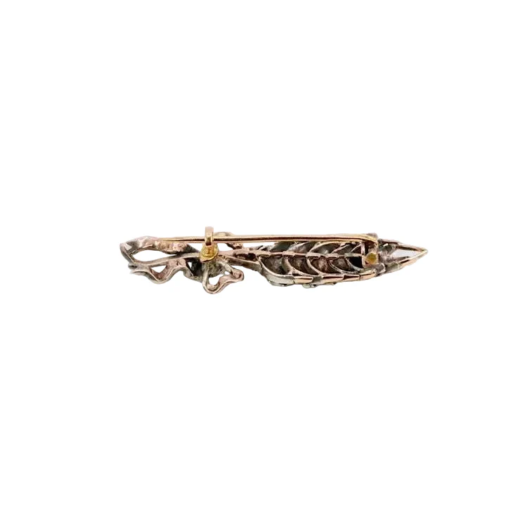 Broche ancienne épi de blé en or, argent et perles fines - Image 4