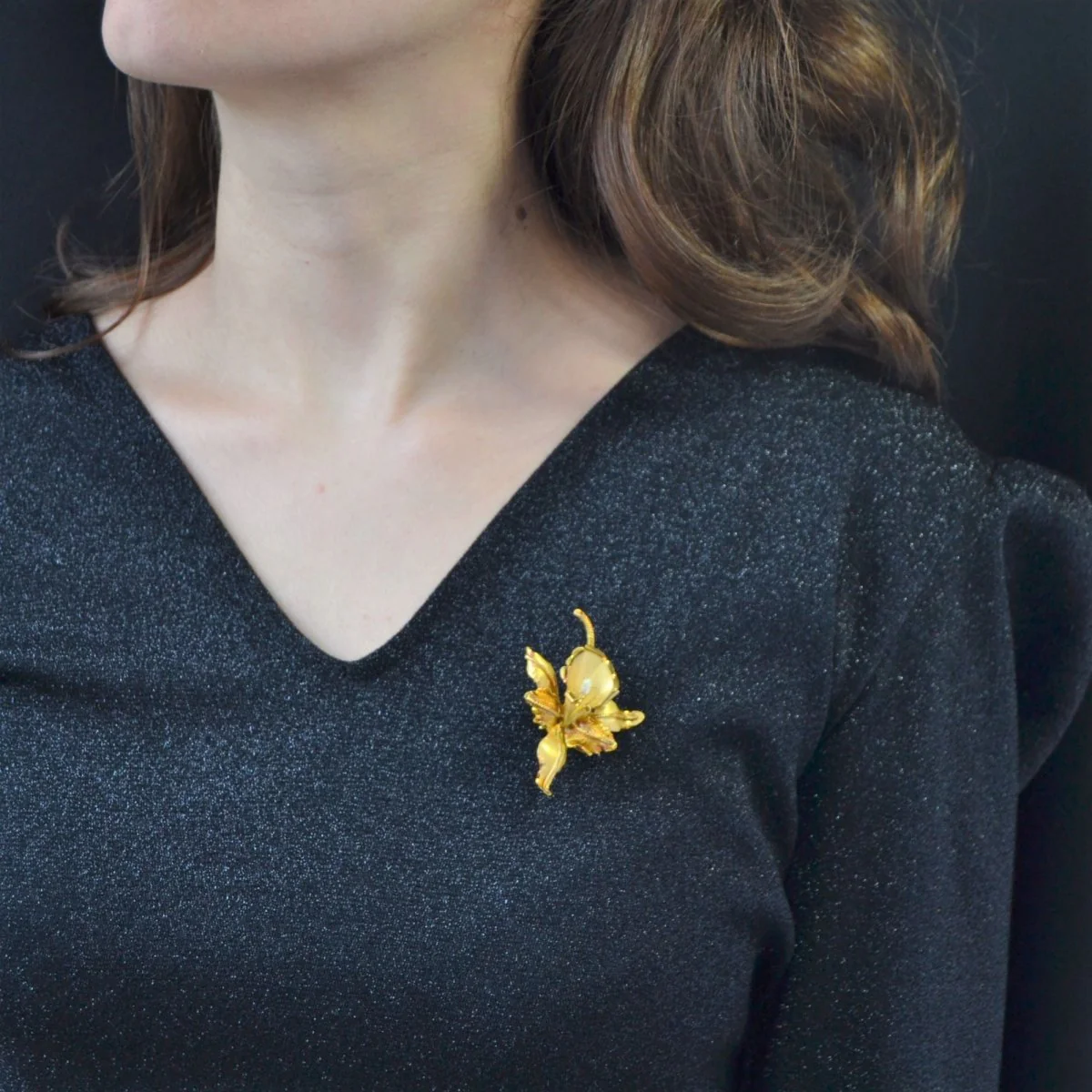 Broche Épingle en or jaune et perle - Image 2