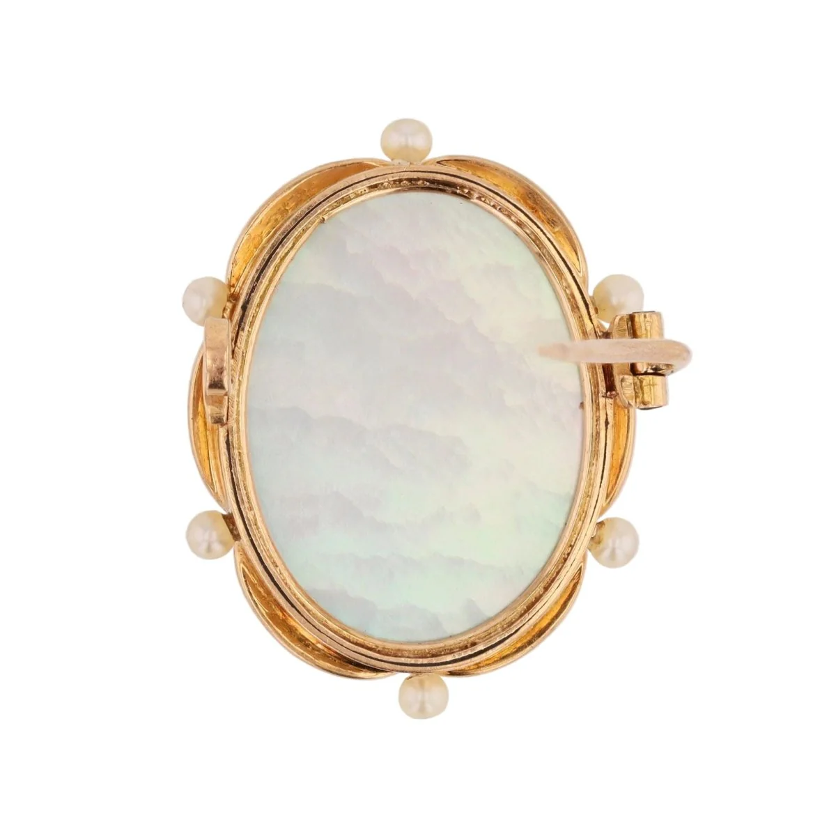 Broche Épingle en or rose, perles et nacre - Image 4