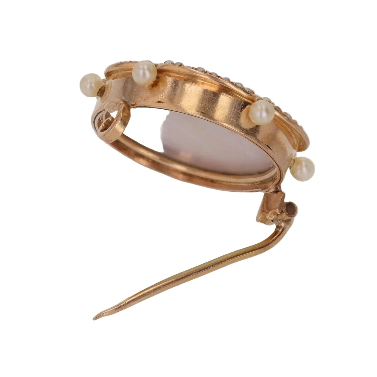 Broche Épingle en or rose, perles et nacre - Image 5