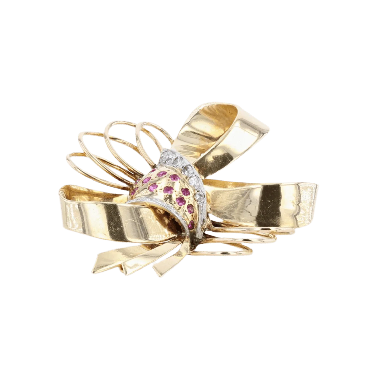 Broche Épingle en or jaune, rubis et diamants - Image 3