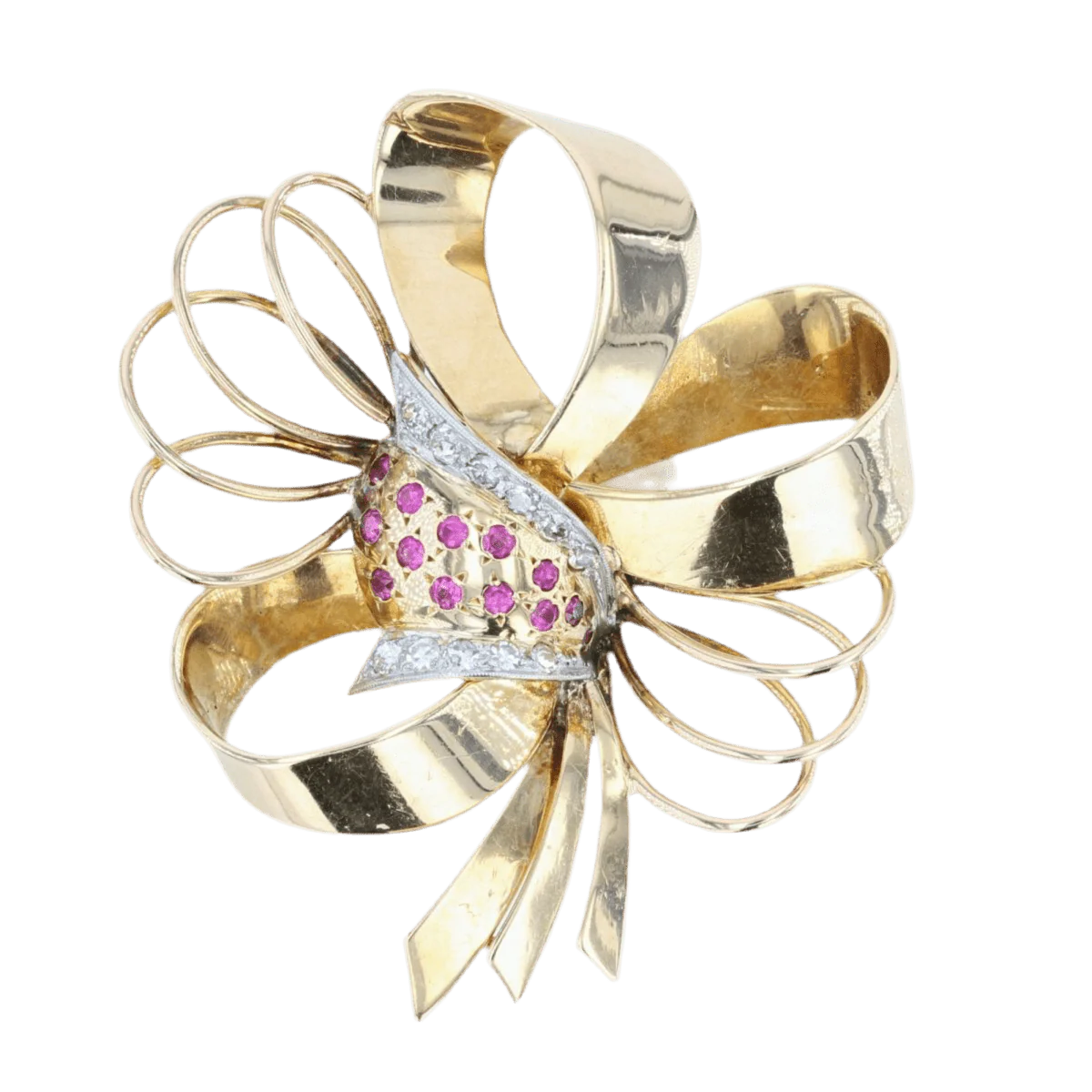 Broche Épingle en or jaune, rubis et diamants - Image 4