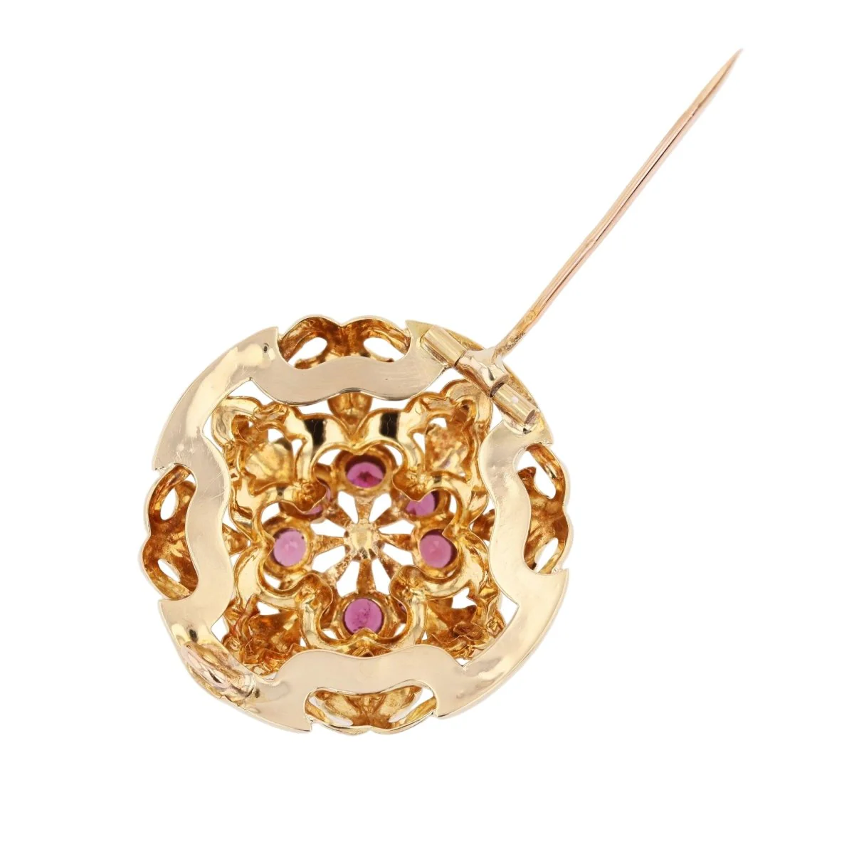 Broche Épingle en or jaune, grenats et perle - Image 4