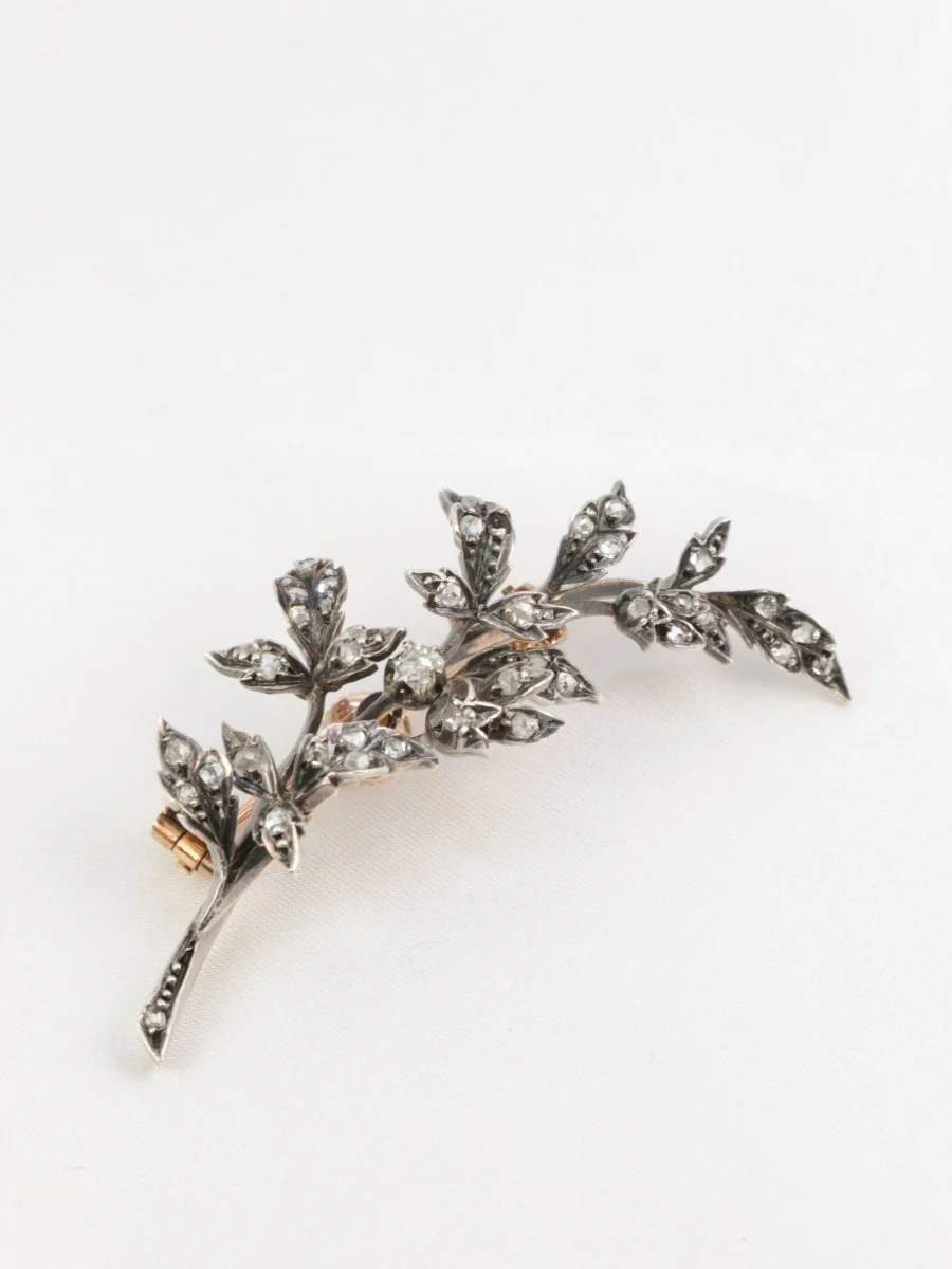 Broche ancienne trembleuse en or, argent et diamants - Image 10