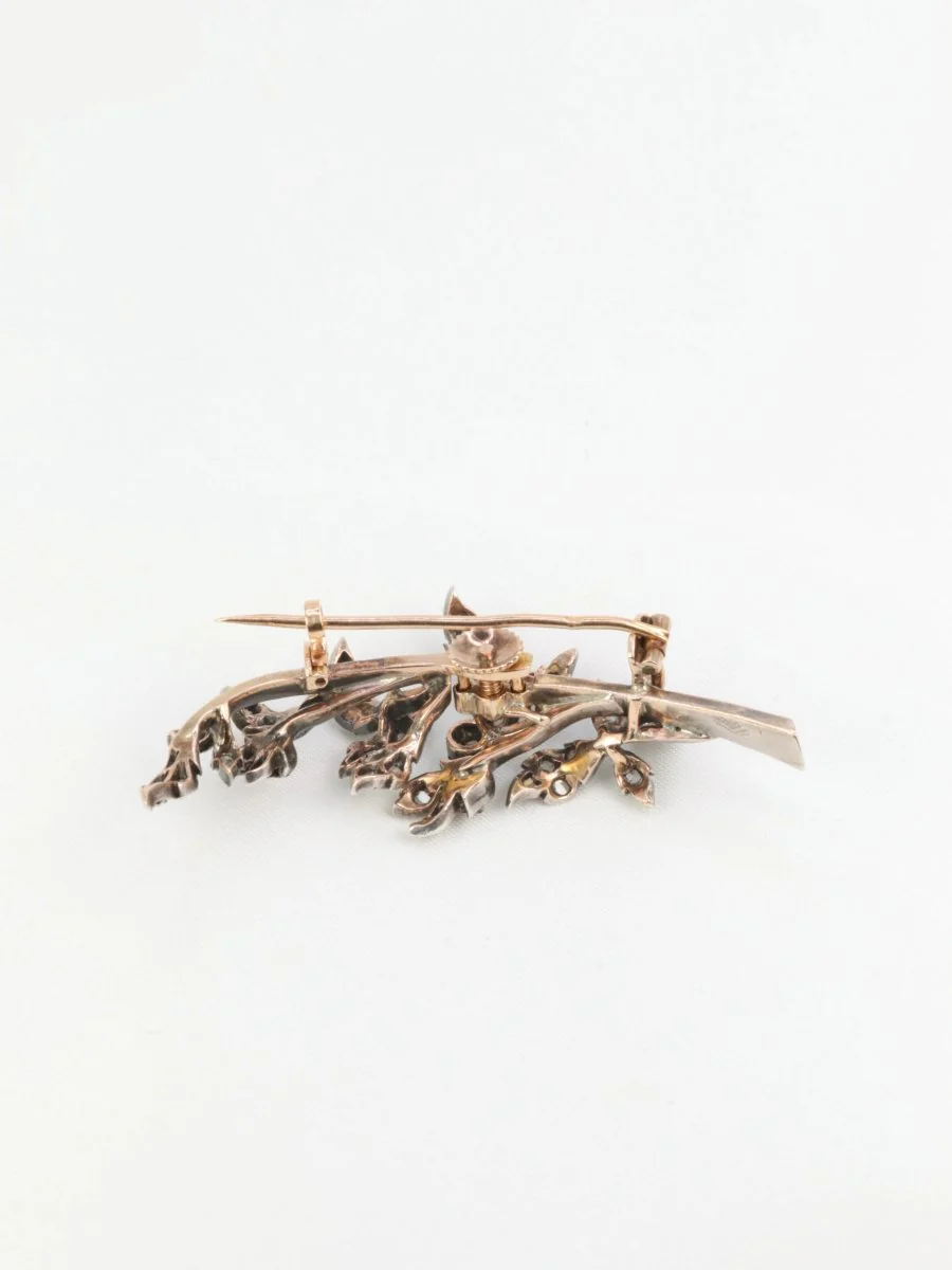 Broche ancienne trembleuse en or, argent et diamants - Image 11
