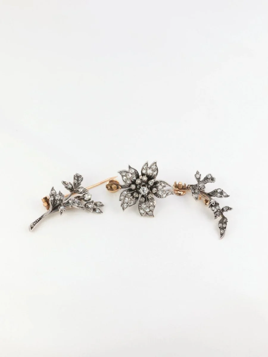 Broche ancienne trembleuse en or, argent et diamants - Image 12
