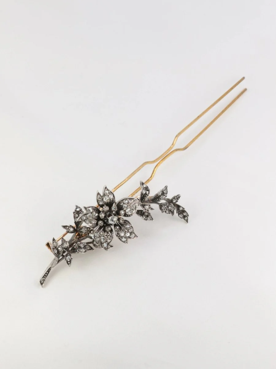 Broche ancienne trembleuse en or, argent et diamants - Image 13