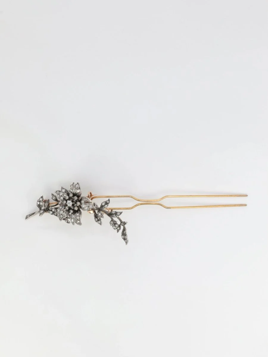 Broche ancienne trembleuse en or, argent et diamants - Image 15
