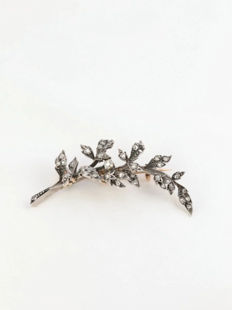 Broche ancienne trembleuse en or, argent et diamants - Image 9