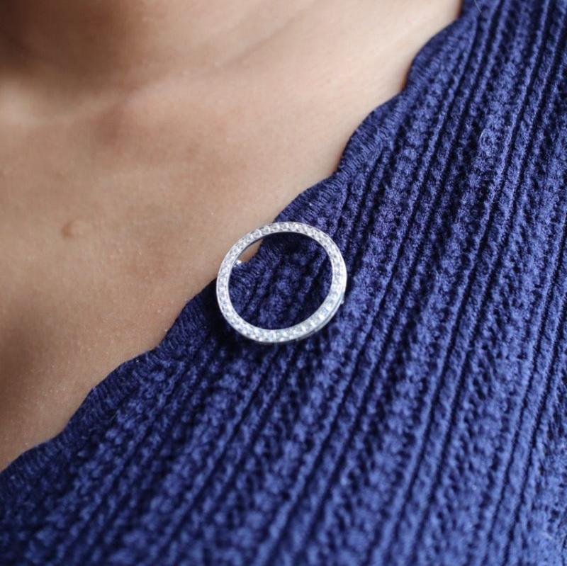 Broche Art déco, cercle en platine et diamants - Image 2