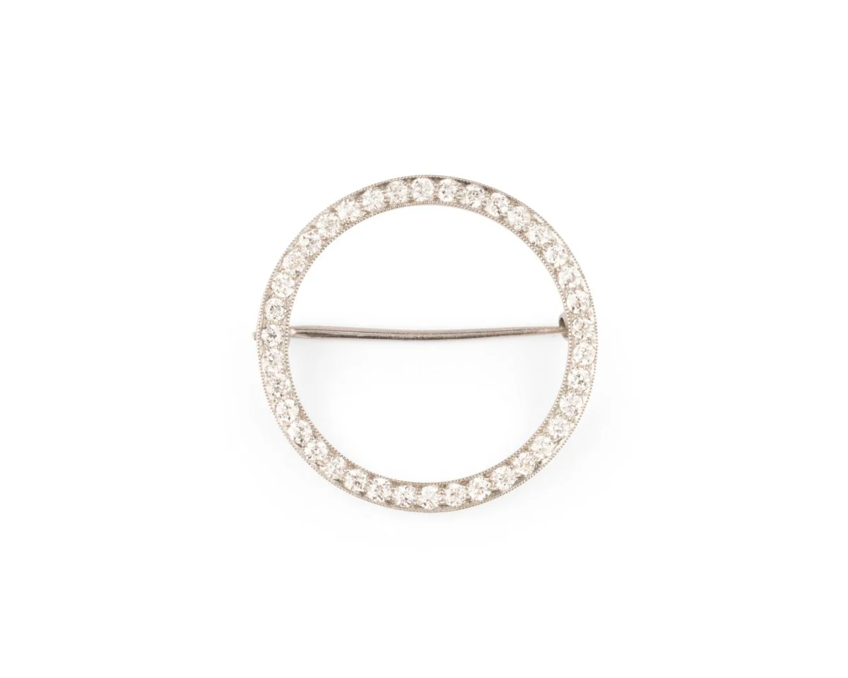 Broche Art déco, cercle en platine et diamants - Image 3