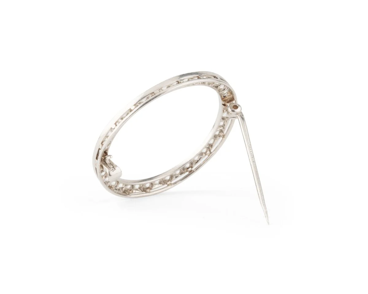 Broche Art déco, cercle en platine et diamants - Image 4