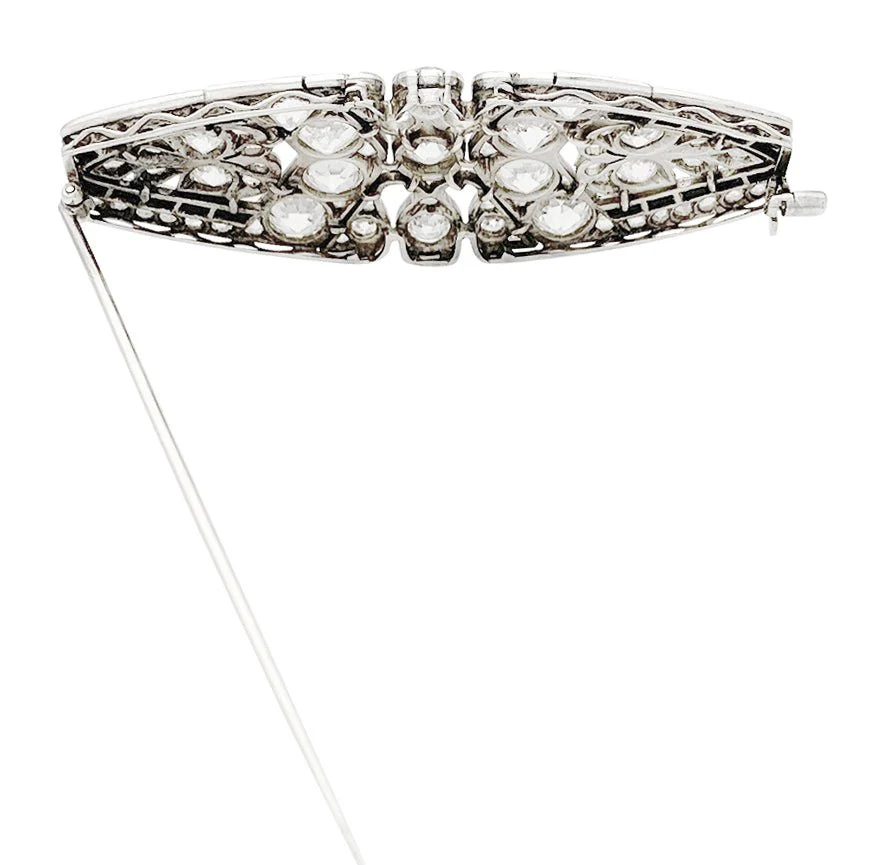Broche Art Déco en platine sertie de diamants et d'onyx - Image 2