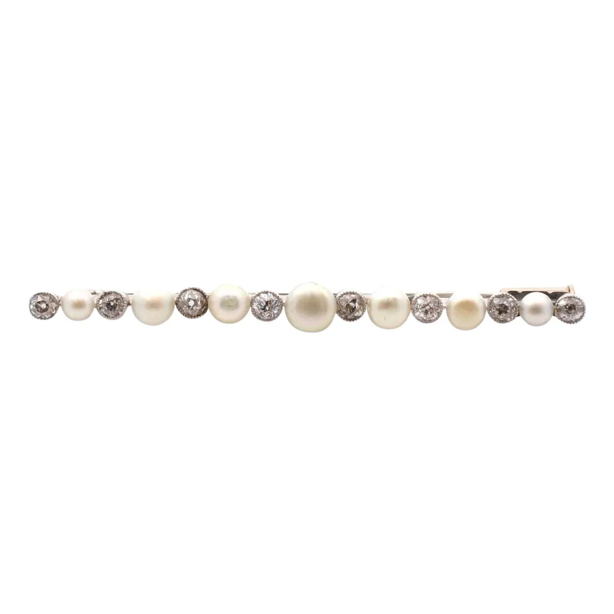 Broche Barrette en platine, perles et diamants