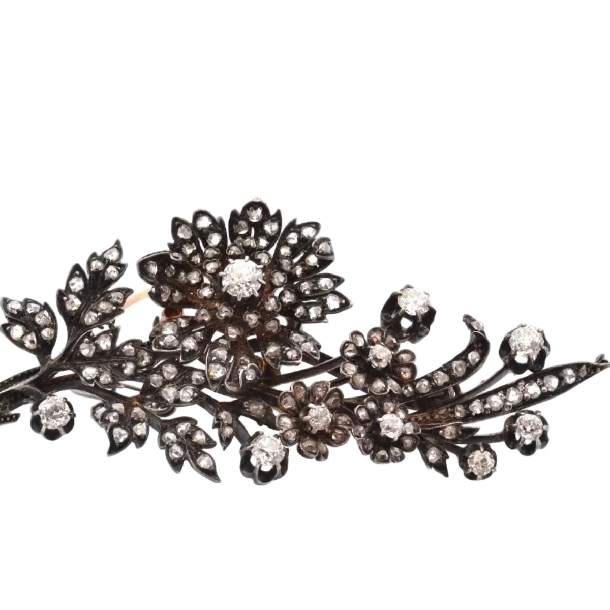Broche Épingle en or jaune, argent et diamants