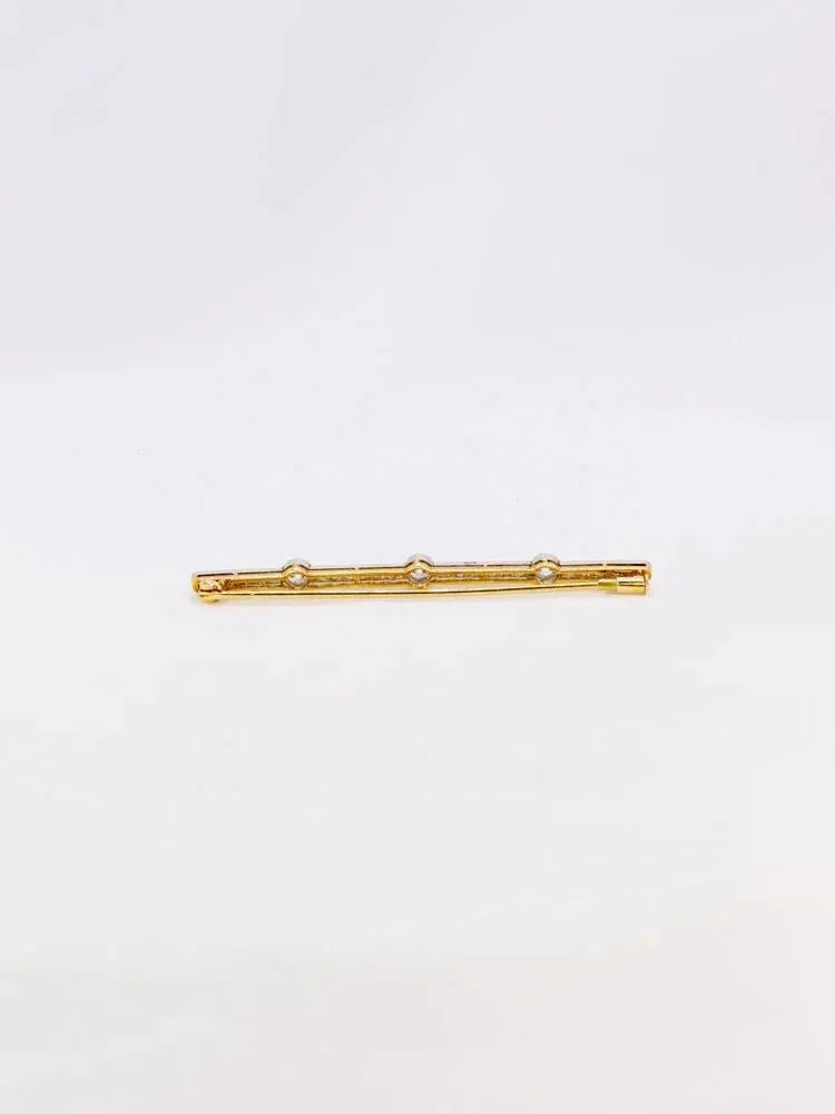 Broche barrette ancienne en or, platine et diamants - Image 4