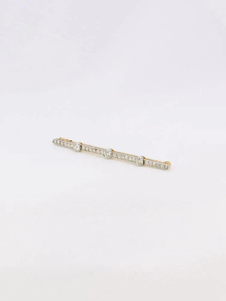 Broche barrette ancienne en or, platine et diamants - Image 5
