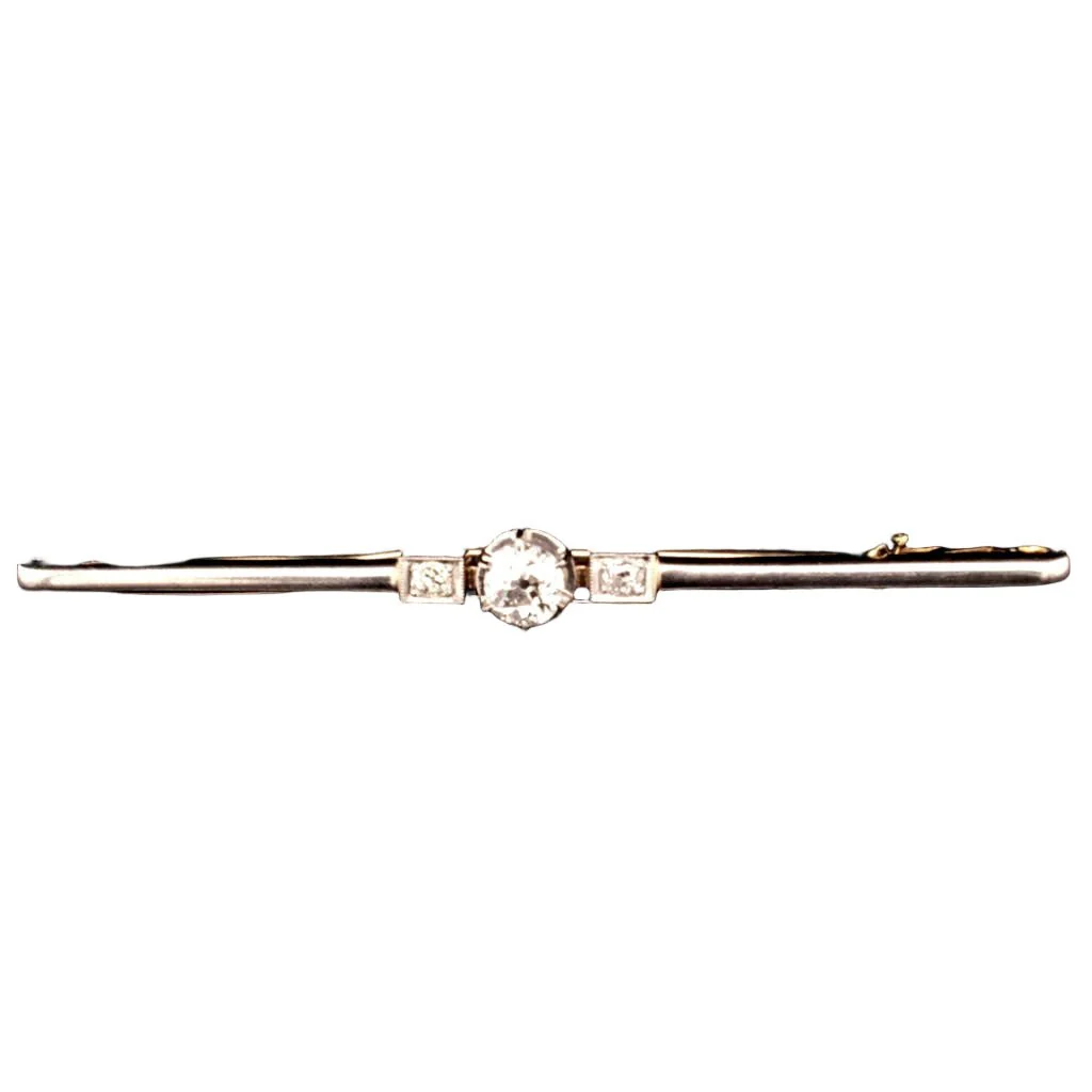 Broche Barrette en or jaune, or blanc, et diamants