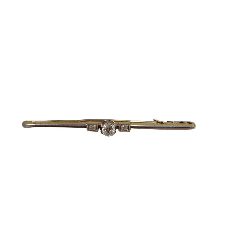 Broche Barrette en or jaune, or blanc, et diamants - Image 2
