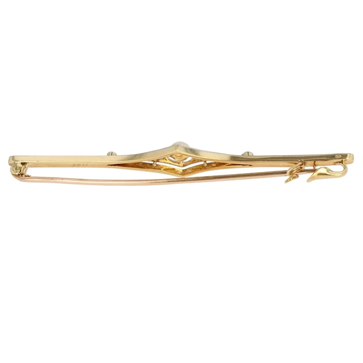 Broche Barrette en or blanc, or jaune, perle et diamants - Image 3