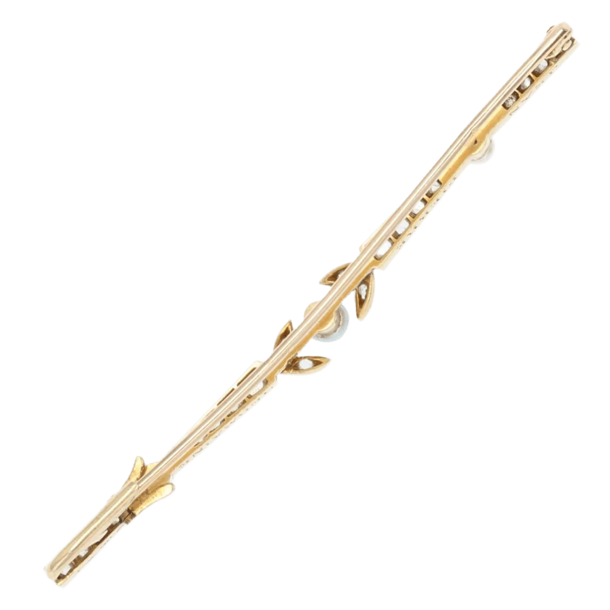 Broche Barrette en or jaune, platine et diamants - Image 3